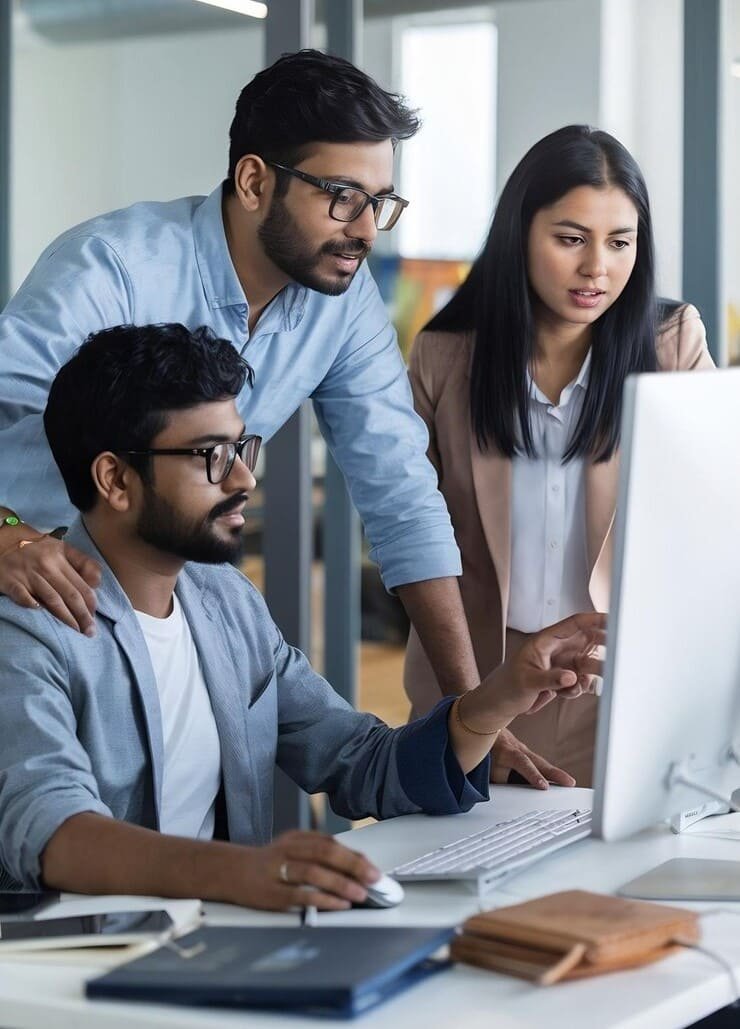 Team working on portfolio website